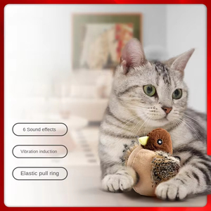 Jouet interactif moderne Simulation d'oiseau hérisson Capybara molaires drôle bâton en peluche chats toucher Induction fonction sonore soulage - Product Image 2