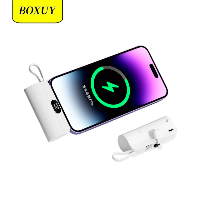 New Style Mini Powerbank 5000mAh Portable Built-in Cable Charger Battery Banks Built-in Plug Docking Charge Dazzling Power Bank