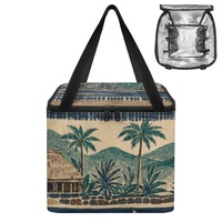 Sac à lunch isotherme personnalisé, tissé à la main, à motif géométrique, avec fermeture éclair et poignées de transport
