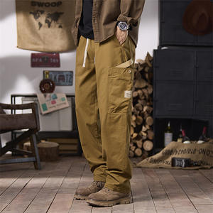 <span class=keywords><strong>Pantalones</strong></span> Cargo rectos <span class=keywords><strong>americanos</strong></span> Retro para hombre, <span class=keywords><strong>pantalones</strong></span> largos informales de ajuste holgado versátil de moda simple media de algodón 100% para primavera y otoño - Product Image 5