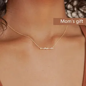 Necklace Mom Gift 18K Gold Plated Stainless Steel Custom Necklace Women Dainty Thin Mama Necklace Minimalist Jewelry