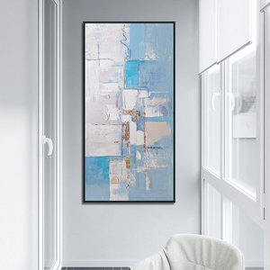 Arte originale moderna dipinta a mano astratta <span class=keywords><strong>blu</strong></span> e bianca 3D trama spessa arte parete decorazione rilievo Artwork pittura su tela - Product Image 5