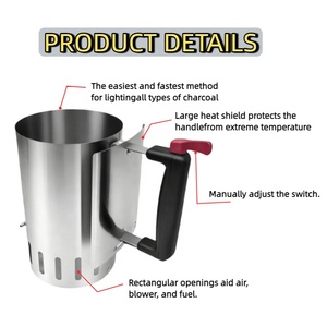 ถังบาบีคิวทำจากสเตนเลสถังถ่านเริ่มต้นใช้งานหนักพร้อมที่จับ PP - Product Image 2