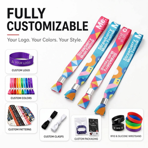 Bracelets promotionnels personnalisés en tissu polyester écologique imprimé par sublimation avec logo, ruban satiné pour événements et concerts - Product Image 3
