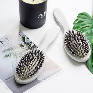Nouvelle brosse à cheveux 2026 en poils de sanglier et nylon avec manche en bois, brosse à cheveux en bambou blanche pour extensions et perruques, personnalisable - Product Image 5