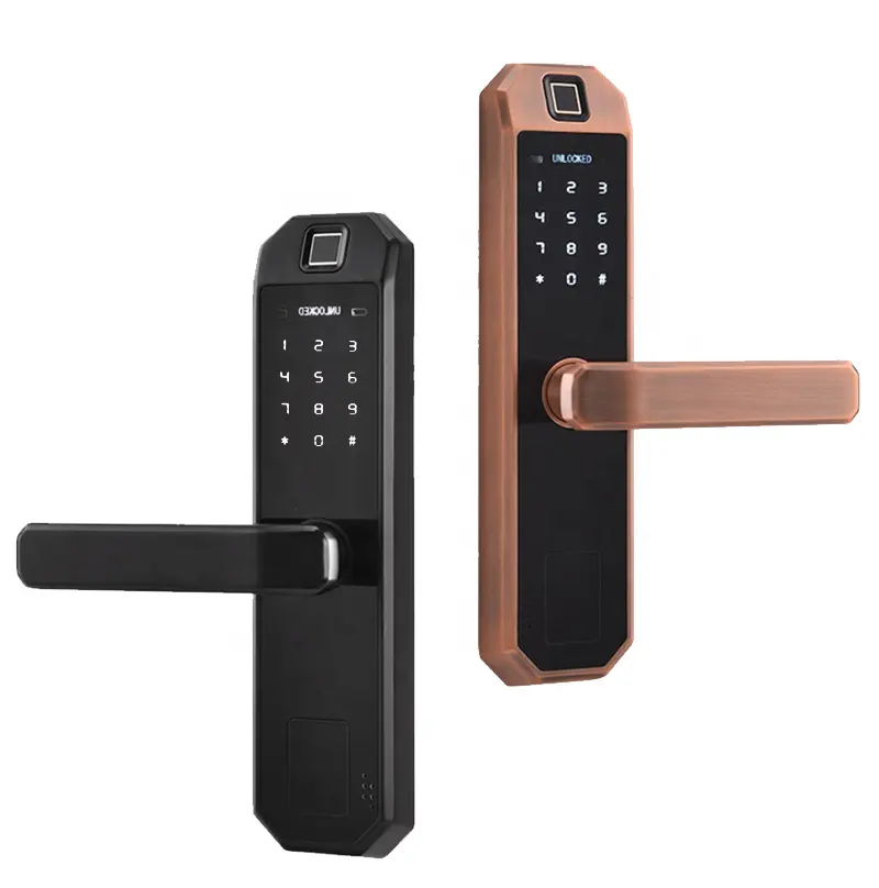 F1 su geçirmez Tuya WiFi App X5 akıllı kapı kilidi biyometrik tasarım kapı kolu kilidi parmak izi kapı dijital anahtarsız kilit