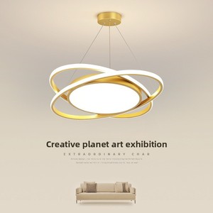 Plafonnier LED doré de luxe nordique, éclairage à économie d'énergie <span class=keywords><strong>75W</strong></span>, tricolore, télécommande intelligente, intensité variable, haute luminosité, 220V - Product Image 1