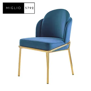 Wholesale Price Restaurant Furniture | Blue Velvet Upholstered Gold Finish Seats | Nordic Modern Dining Chairs