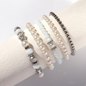 Multi Strand <b>Bracelet</b> Imitation Pearl Elastic Rope <b>Crystal</b> Jewelry Unisex Fashion Beaded <b>Bracelets</b> - Product Image 2
