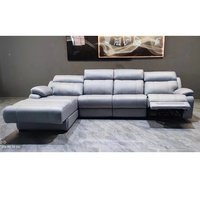 Meubles de maison modernes en forme de L, tapisserie, moteur, canapé en tissu inclinable, avec haut-parleur et chargeur USB, offre spéciale