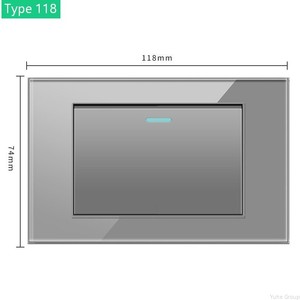 Interruptor de Pared con Panel Táctil Estándar Americano, Tipo 118, Vidrio Templado Negro, Botón de Reinicio de Dos Vías, Interruptor Moderno - Product Image 3