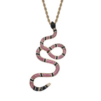 Collier pendentif grande serpent multicolore en CZ, bijoux hip-hop en gros
