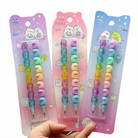 Lot de 2 crayons mécaniques en plastique, motif ours mignon, sans taille-crayon, écologiques, pour étudiants, écriture, école, bureau, sérigraphiés