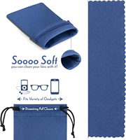 Pochette personnalisée en tissu microfibre pour lunettes Sacs en tissu noir ultra-doux avec cordon de serrage Lunettes de soleil Lentille d'appareil photo Produits d'entretien