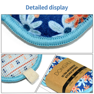 Lots d'éponges de nettoyage en gros, éponges à vaisselle réutilisables populaires, tampons à récurer anti-rayures avec filet en coton - Product Image 4