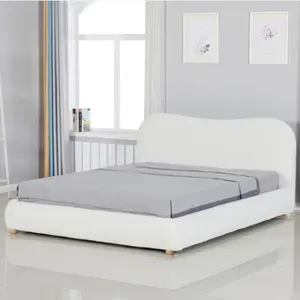Современный Дизайн Двуспальная кровать с изголовьем для хранения Queen-Size LED каркас кровати