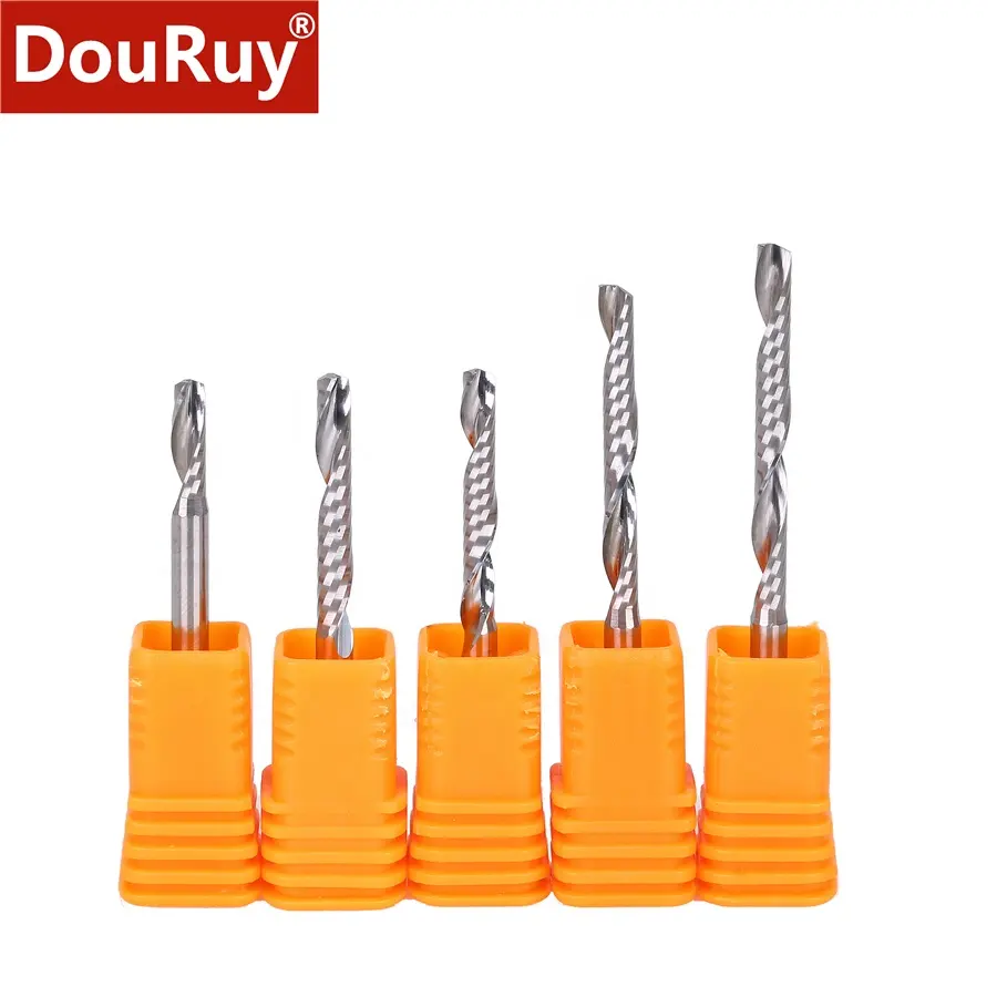 DouRuy Carbide Single Flute End Mill For Woodworking Tools Wood Cutting Tool Cnc Milling Cutter Wood Milling Cutter