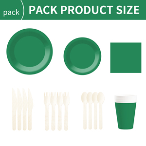 DAMAI - Juego de Vajilla Desechable de Papel Verde para Fiestas, Platos de 7 y 9 Pulgadas, Vasos de Papel y Servilletas - Product Image 6