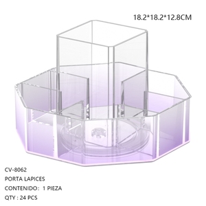 Porta matite esagonale trasparente organizzatore cancelleria per ufficio forniture scolastiche di stoccaggio portatile - Product Image 1