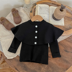 Child Star Circle Girls Sweater Full Sleeve Thick Warm Knitwear With Cape Design - Product Image 1