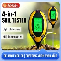 Testeur de sol 4-en-1 portable : mesure de la lumière, de la température, de l'humidité et du pH – Détecteur manuel d'acidité et d'alcalinité pour jardin et ferme