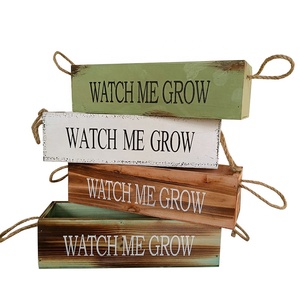 Wooden Crates Garden Home Decorative Rectangular Wood Planter Pot Seeds Succulent Cactus Herbs Flower Box With Handle