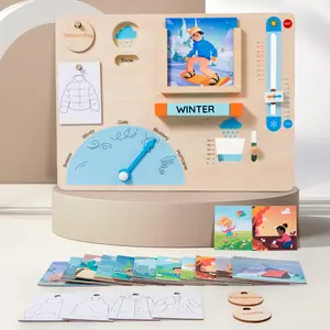 Children's Parent-Child Games Hand-Eye Coordination Educational Baby Science Toys Wooden Weather Forecast Board