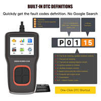 Lecteur de codes OBD2, outil de diagnostic, testeur de batterie, lecteur de codes de panne moteur, données en temps réel, recherche DTC, capture d'écran, 1 an, écran couleur 2,8 pouces