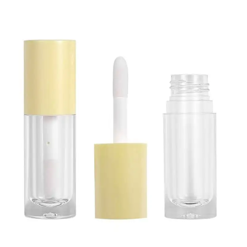 Maquillaje de labios Tubo de brillo de labios amarillo 6ml Logotipo personalizado Tubos de varita de brillo de labios vacíos