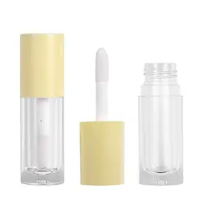 Maquillaje de labios Tubo de brillo de labios amarillo 6ml Logotipo personalizado Tubos de varita de brillo de labios vacíos