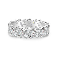 Bague rectangulaire en moissanite, argent sterling 925, pavée, style minimaliste, bague tendance