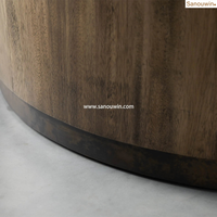Luxe Moderne Patio Table Basse Confortable Portable Artisan Teck Bois Rustique Pieds En Acier pour Hôtels Parcs Appartements Villas
