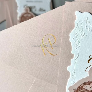 Tarjetas de Invitación de Boda de Lujo con Estampado en Relieve, Corte Personalizado, Impresión en Papel de Terciopelo Grueso, Tarjeta de Felicitación Empresarial Dorada - Product Image 6
