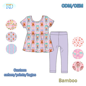 Ruidian Set di <span class=keywords><strong>Abbigliamento</strong></span> per Bambini in Due Pezzi con Stampa Cartoon Personalizzata, Completo in Fibra di Bambù per Bambine, <span class=keywords><strong>Abbigliamento</strong></span> Boutique per Neonati - Product Image 2