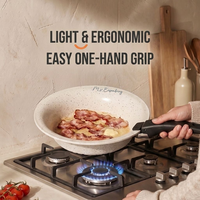 Poêle à frire plate multifonctionnelle en céramique antiadhésive et casserole à lait avec poignée amovible, compatible avec toutes les cuisinières, poêles et woks
