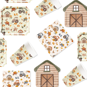 DAMAI Decoración para Fiesta de Cumpleaños con Temática de Granja, con Platos, Vasos y Servilletas Desechables de Papel para Fiesta, Juego de Vajilla - Product Image 4