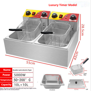 <span class=keywords><strong>Friteuse</strong></span> électrique professionnelle à <span class=keywords><strong>double</strong></span> réservoir en acier inoxydable 10-12L Design carré classique pour poulet frit et frites - Product Image 6