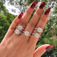 Bague de fiançailles et de mariage tendance en moissanite haut de gamme plaquée platine, sans perte de couleur, Hundred Match