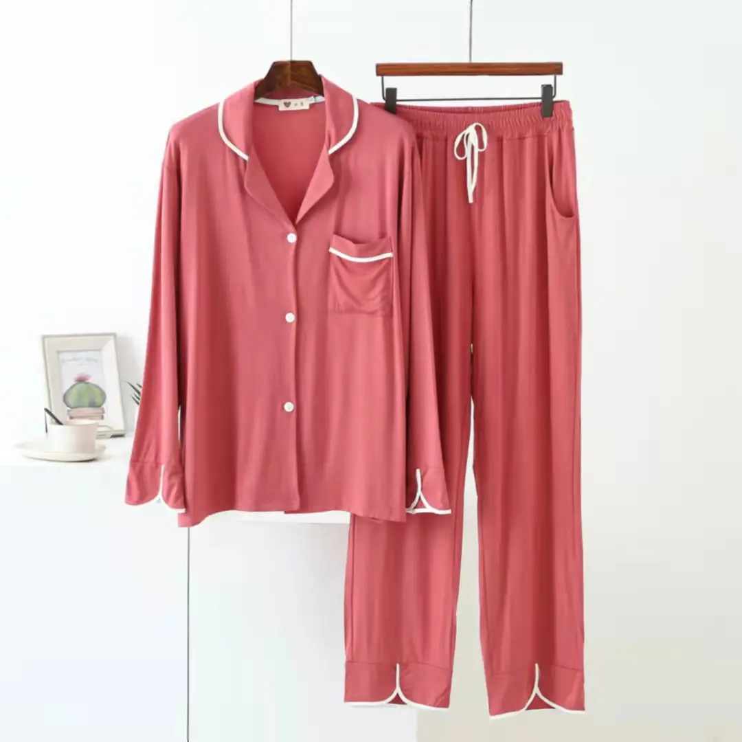 Горячая Распродажа, мягкая женская модель, домашний пижамный комплект, брюки с длинным рукавом, комплект из двух предметов