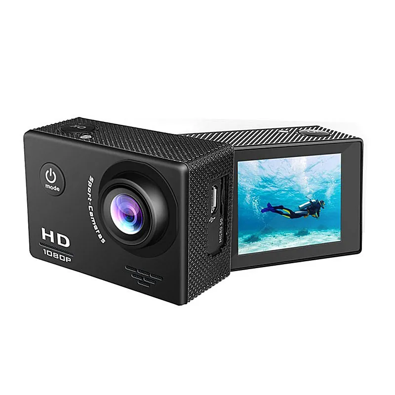 डिजिटल कैमरों के लिए 1080p एक्शन वीडियो रिकॉर्डिंग धीमी गति प्रो व्लॉग दोहरी स्क्रीन खेल सहायक बाइक एचडी ड्रॉपशिप कैमरा