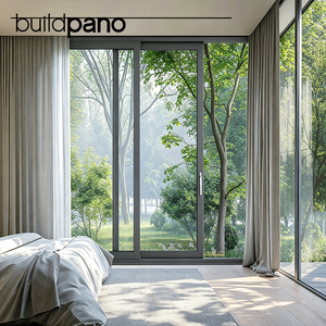 Puertas Panorámicas Grandes de Aluminio Moderno con Doble Vidrio, Sistema de Puertas Corredizas de Entrada Principal Exterior <span class=keywords><strong>Tipo</strong></span> Acordeón - Product Image 5