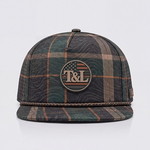 Casquette Snapback à visière plate en toile à carreaux, imprimé topographique, 6 panneaux, perforations laser respirantes, patch drapeau USA, pour le golf, hommes et femmes - Product Image 2