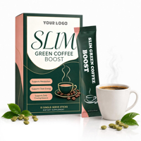 Complément alimentaire brûle-graisses à haute teneur en acide chlorogénique, poudre de café vert minceur avec extrait de thé vert, boisson instantanée naturelle pour la perte de poids
