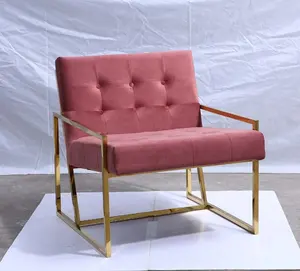 Hot Selling Gold Stainless Steel Frame Velvet Fabric Living Room Leisure Side Armchair Comfortable Sofa Chair