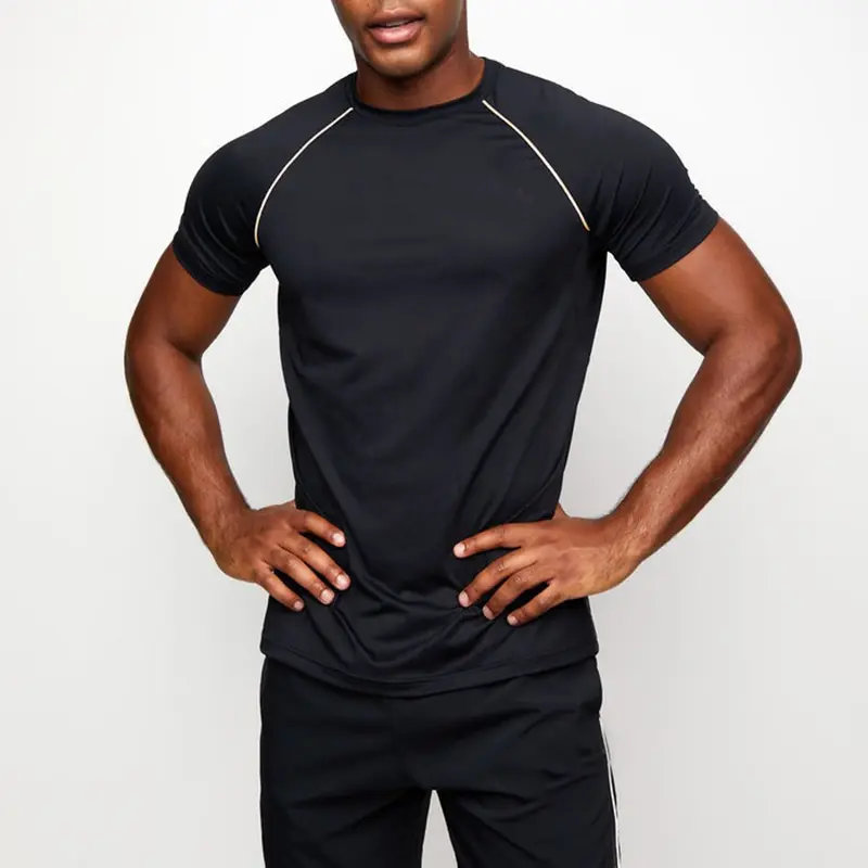 Betteractive-Camiseta deportiva de algodón para hombre, camisa de manga corta con cuello redondo de Color sólido para rendimiento atlético