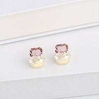 Pendientes de resina con diseño de flor para mujer, joyería elegante de 18k con corte de Esmeralda, chapado en oro, diseño de arte Original