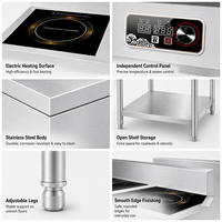 Cuisinière à induction électrique professionnelle de type étagère, 4 brûleurs, en acier inoxydable, sans flamme nue, pour cuisine de restaurant