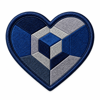 Écussons brodés personnalisés Cœur Géométrique Cube Illusion Optique 3D Badge thermocollant pour Veste en Jean Tendance