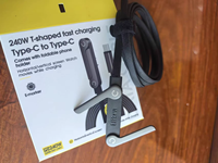 Câble de charge rapide PD 240W USB-C vers USB-C pour iPhone 17 et tablette, en alliage de zinc tressé, avec support de téléphone pliable, 1,5 m