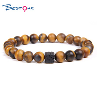 Bestone Pulsera de Cuentas de Piedra de Lava Natural con Ágata y Madera para Hombre Venta al Por Mayor Más Barata